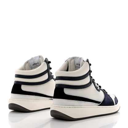 Chanel Suede Fabric Grained Calfskin Womens CC High Top Sneakers 39 White Navy 4 of 15