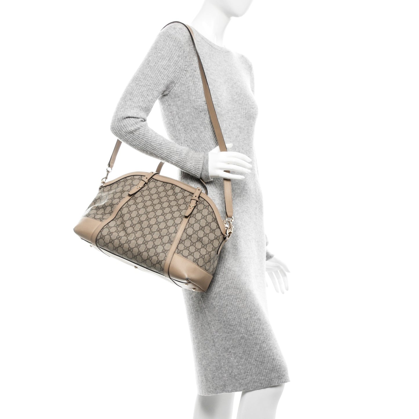 GG Supreme Monogram Medium Nice Top Handle Dome Bag Beige