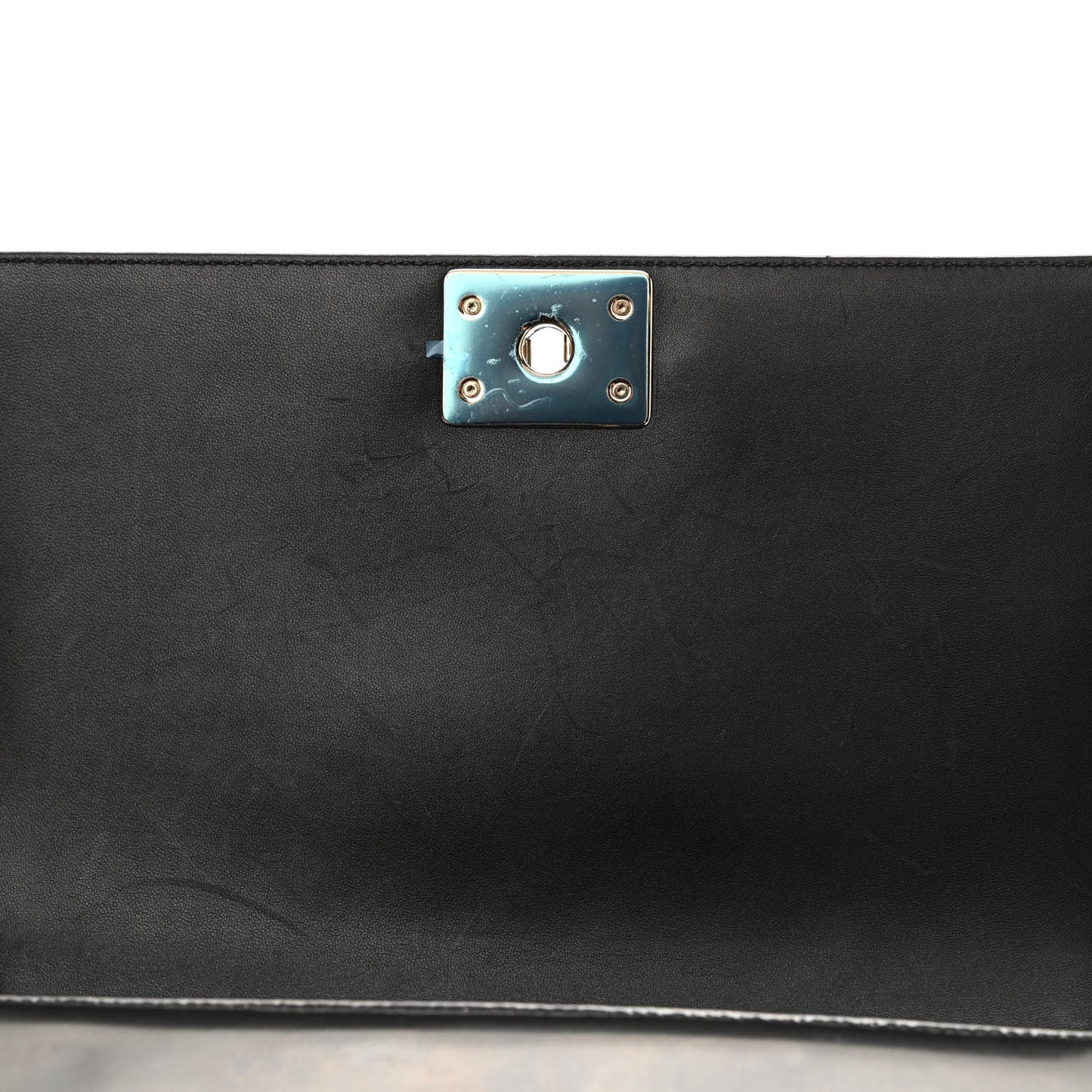 Iridescent Glazed Calfskin Quilted New Medium Boy Flap Black
