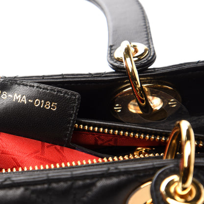 Christian Dior Lambskin Cannage Medium Lady Dior Black 9 of 13