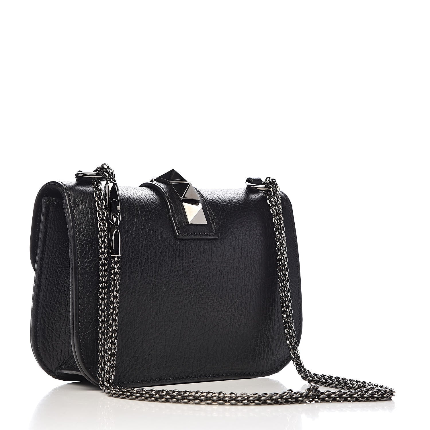 Valentino Garavani Pebbled Calfskin Small Glam Lock Rockstud Flap Black 3 of 11