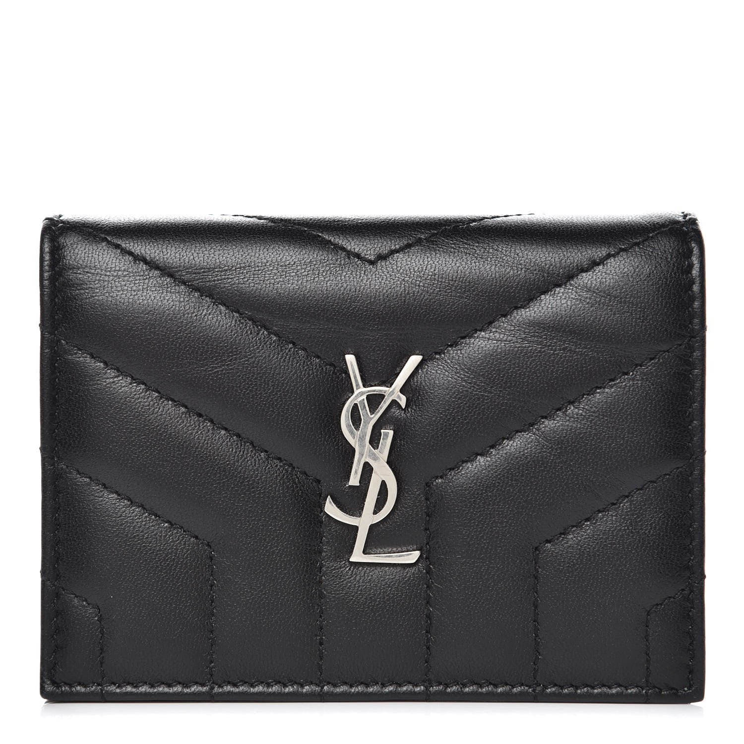 Saint Laurent Lambskin Y Quilted Monogram Loulou Flap Wallet Black 1 of 9