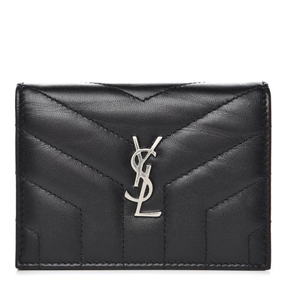 Saint Laurent Lambskin Y Quilted Monogram Loulou Flap Wallet Black 1 of 9