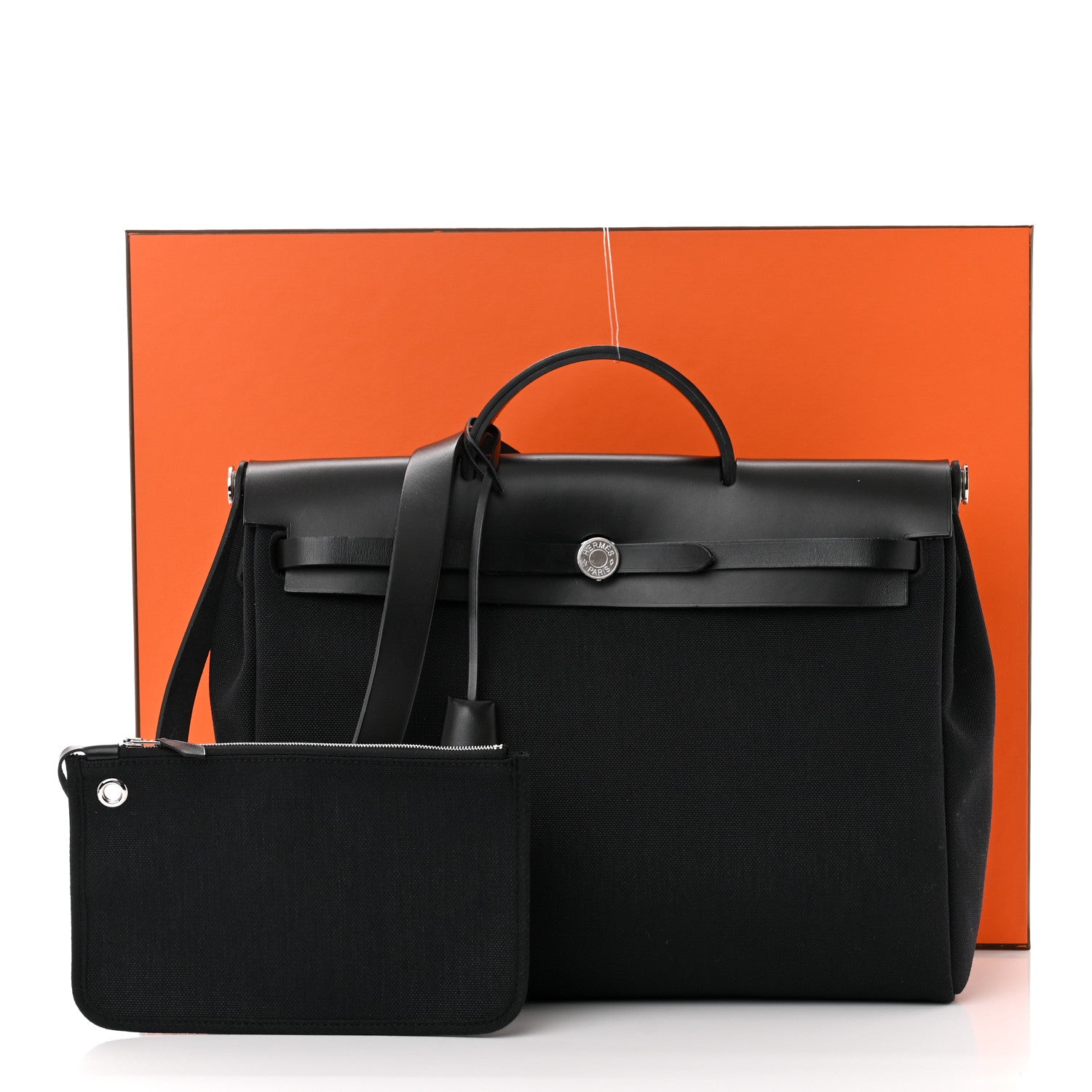 Hermes Military Toile Vache Hunter Herbag Messenger 39 Black 12 of 12