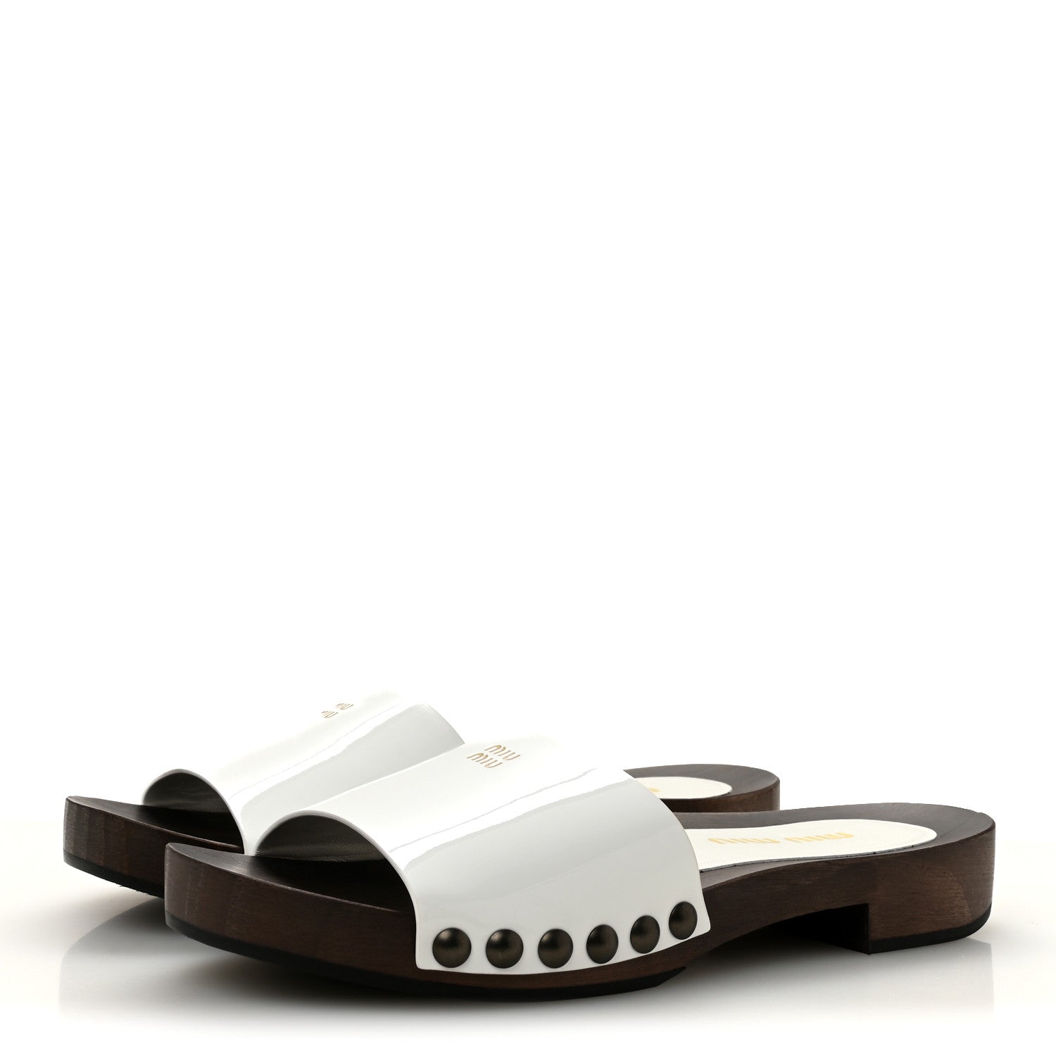 Miu Miu Vernice Logo Slide Clogs 36 White 4 of 10