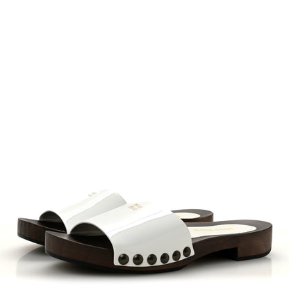 Miu Miu Vernice Logo Slide Clogs 36 White 4 of 10