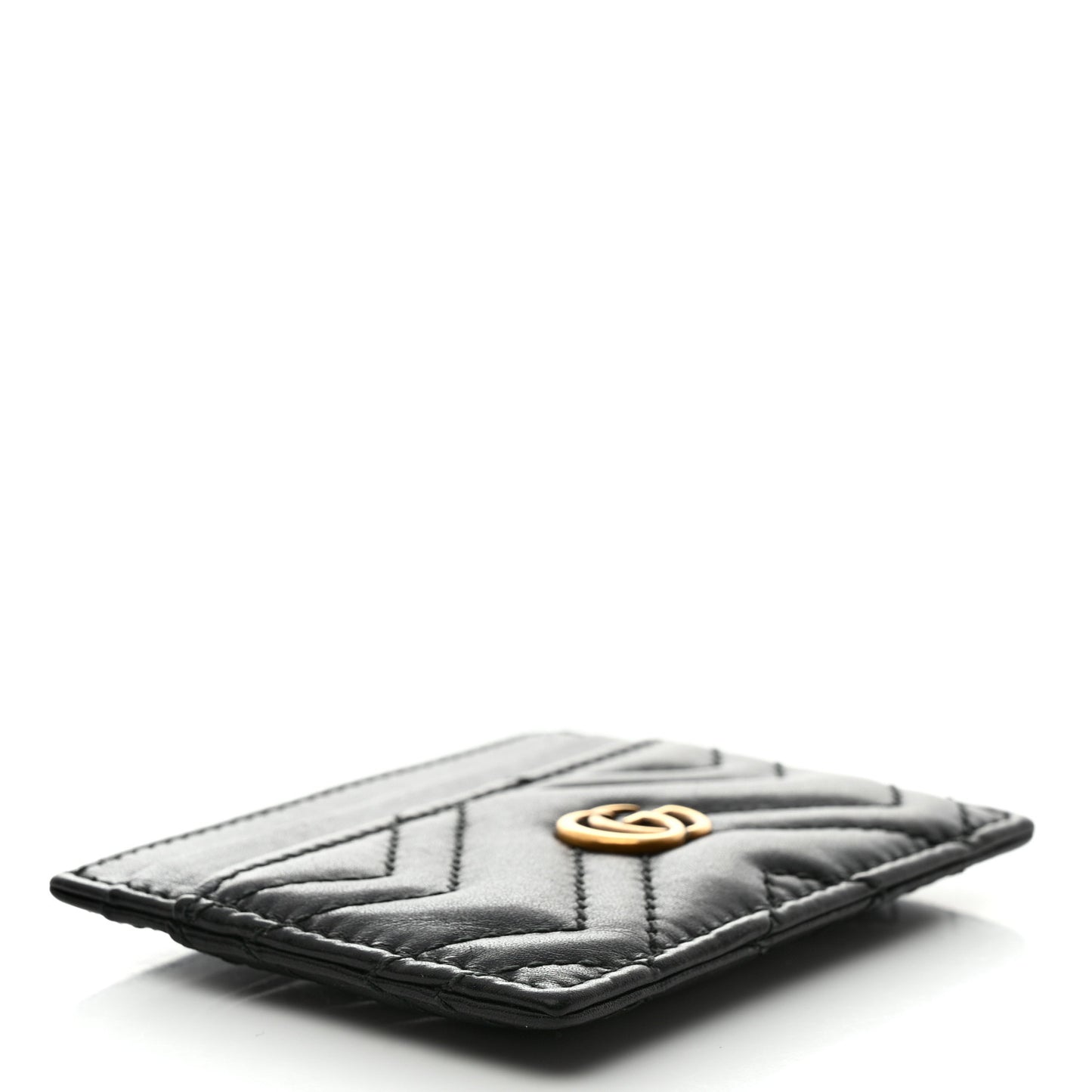 Calfskin Matelasse GG Marmont Card Holder Black