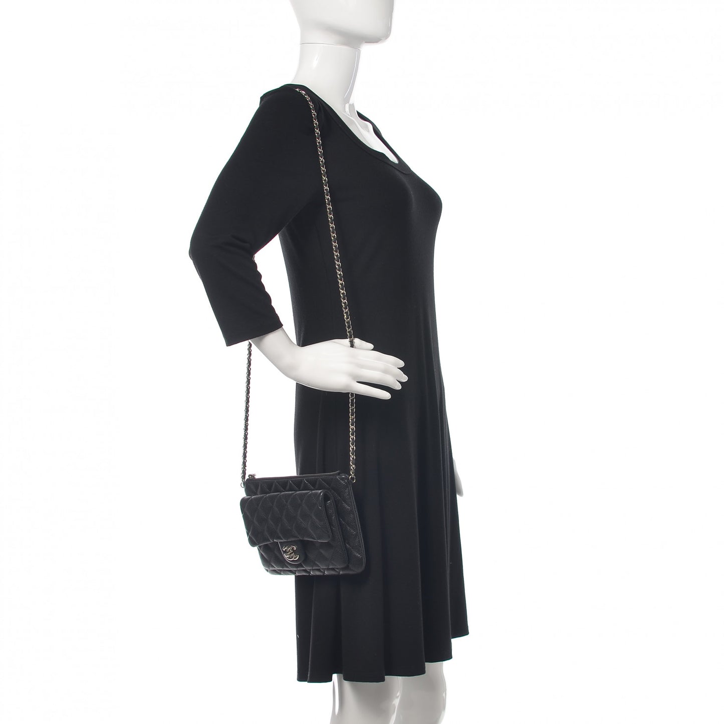Caviar Quilted Daily Zip Crossbody Bag Black