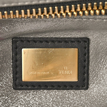 Fendi Metallic Fan Vitello Medium Peekaboo Iconic Satchel Silver 8 of 11