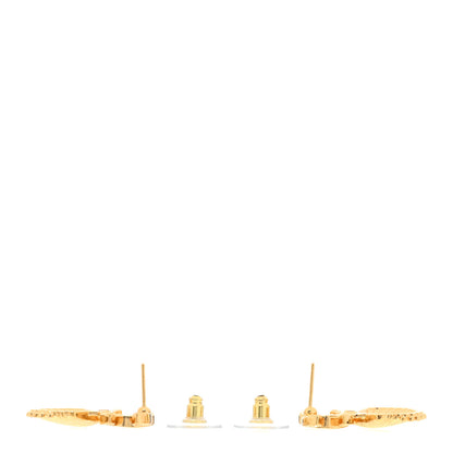 Chanel Crystal CC Shell Earrings Gold Pink 3 of 5