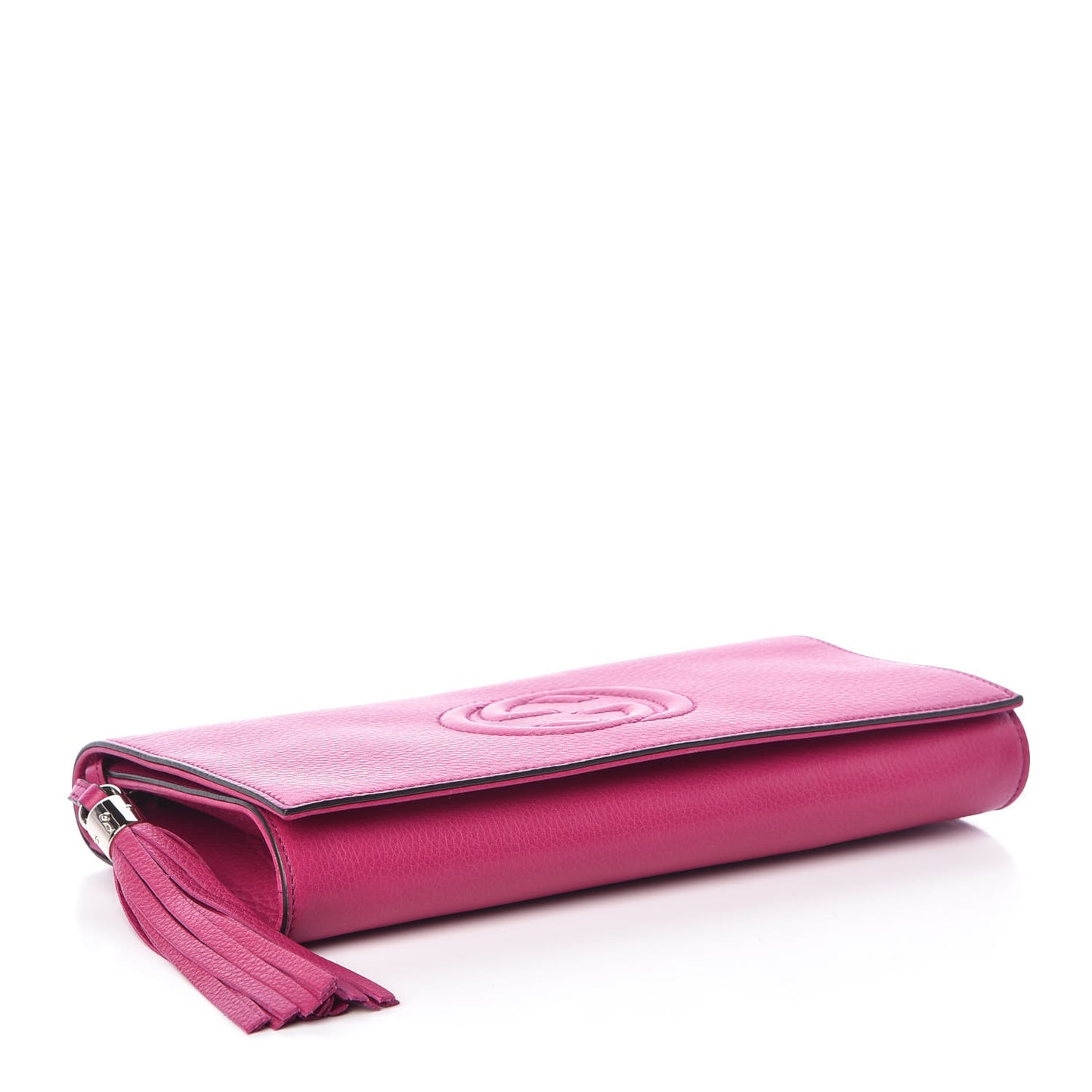 Pebbled Calfskin Medium Soho Clutch Fuchsia