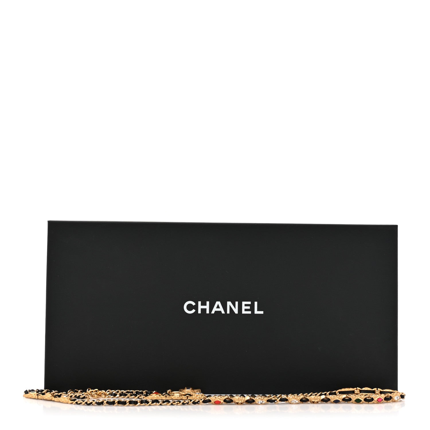 Chanel Lambskin Crystal Chain CC Fancy Belt 85 34 Black Gold Multicolor 4 of 4