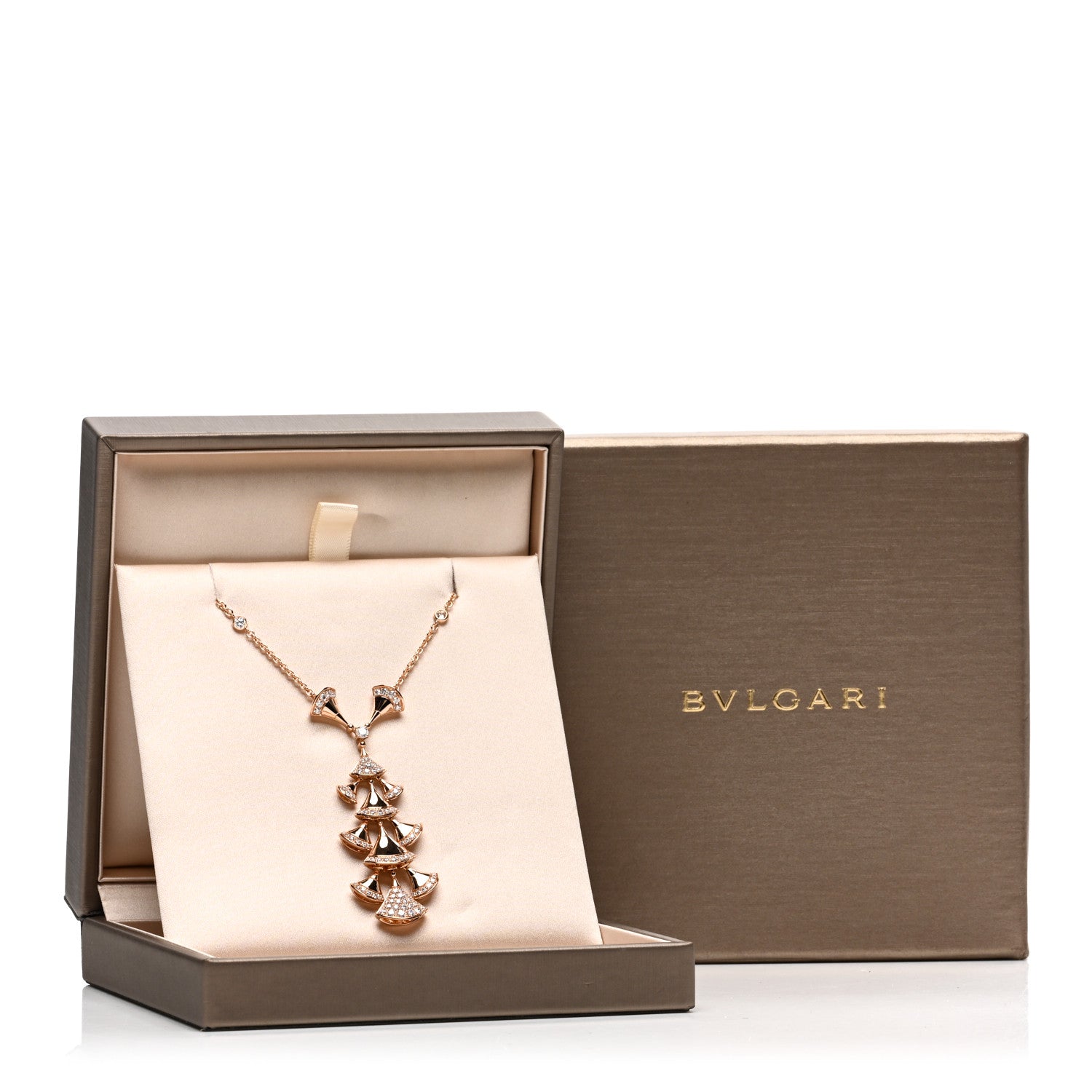 Bulgari 18K Rose Gold Diamond Diva's Dream Pendant Necklace 5 of 5