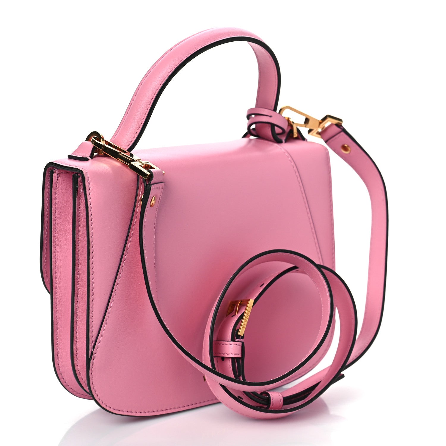 Versace Vitello Barocco Crystal Virtus Small Top Handle Shoulder Bag Rosa 3 of 8