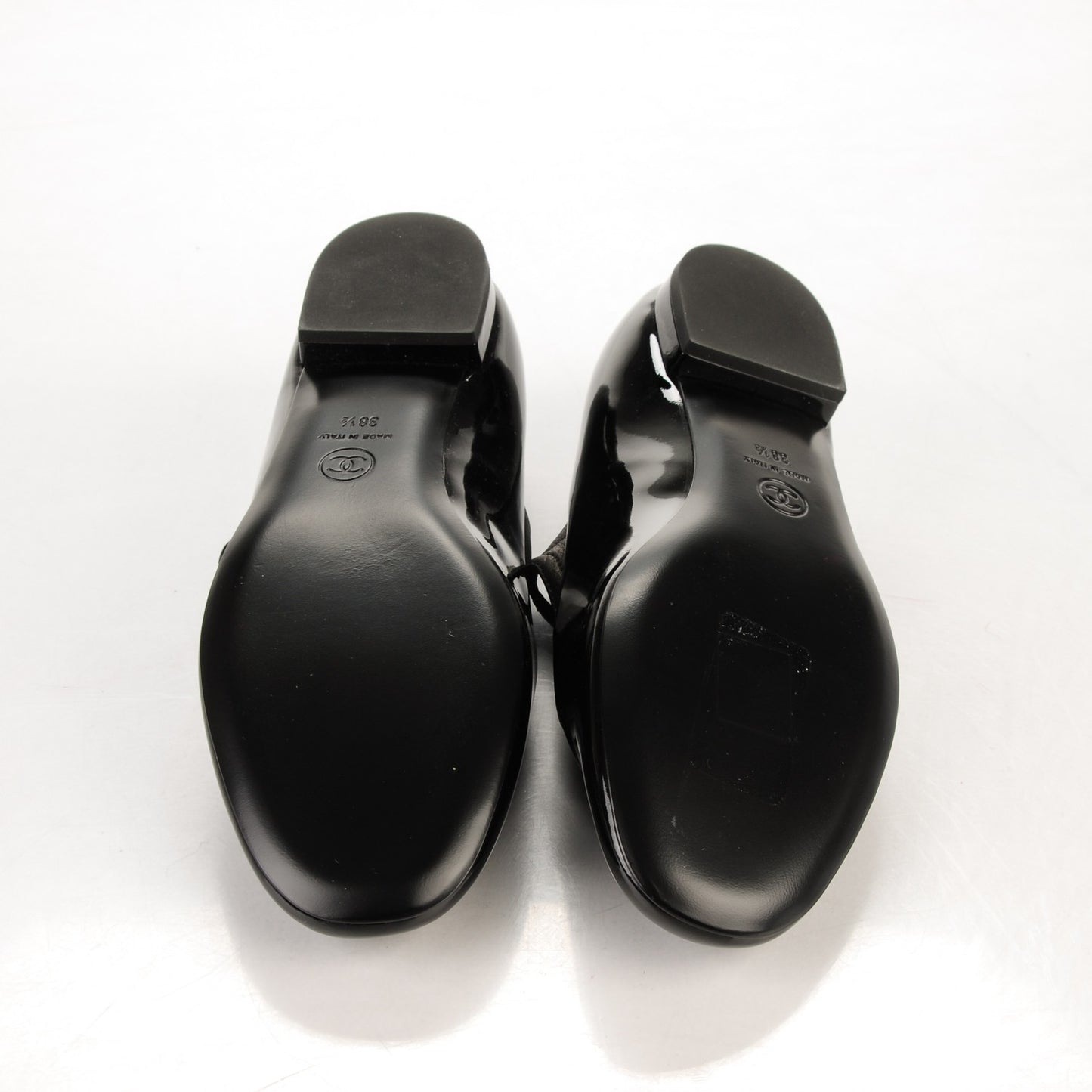 Patent Calfskin Mary Jane Ballerina Flats 38.5 Black