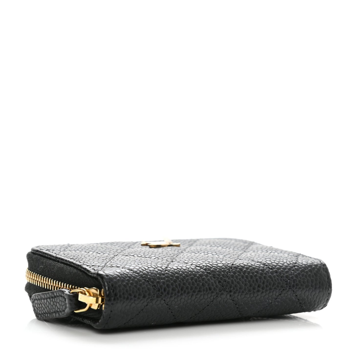 Caviar Quilted Zip Coin Purse Black