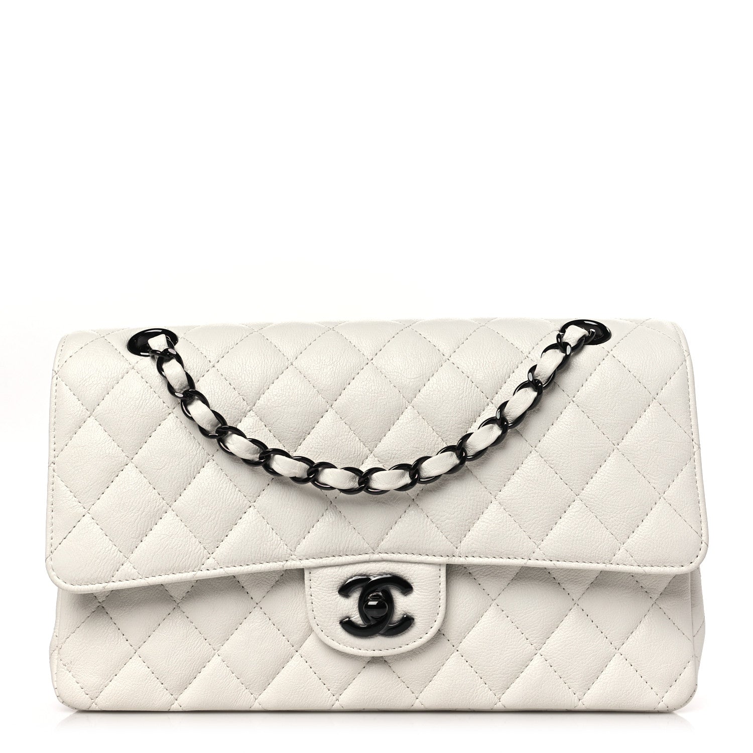 Chanel Crumpled Calfskin Quilted Medium Double Flap White 1 of 10