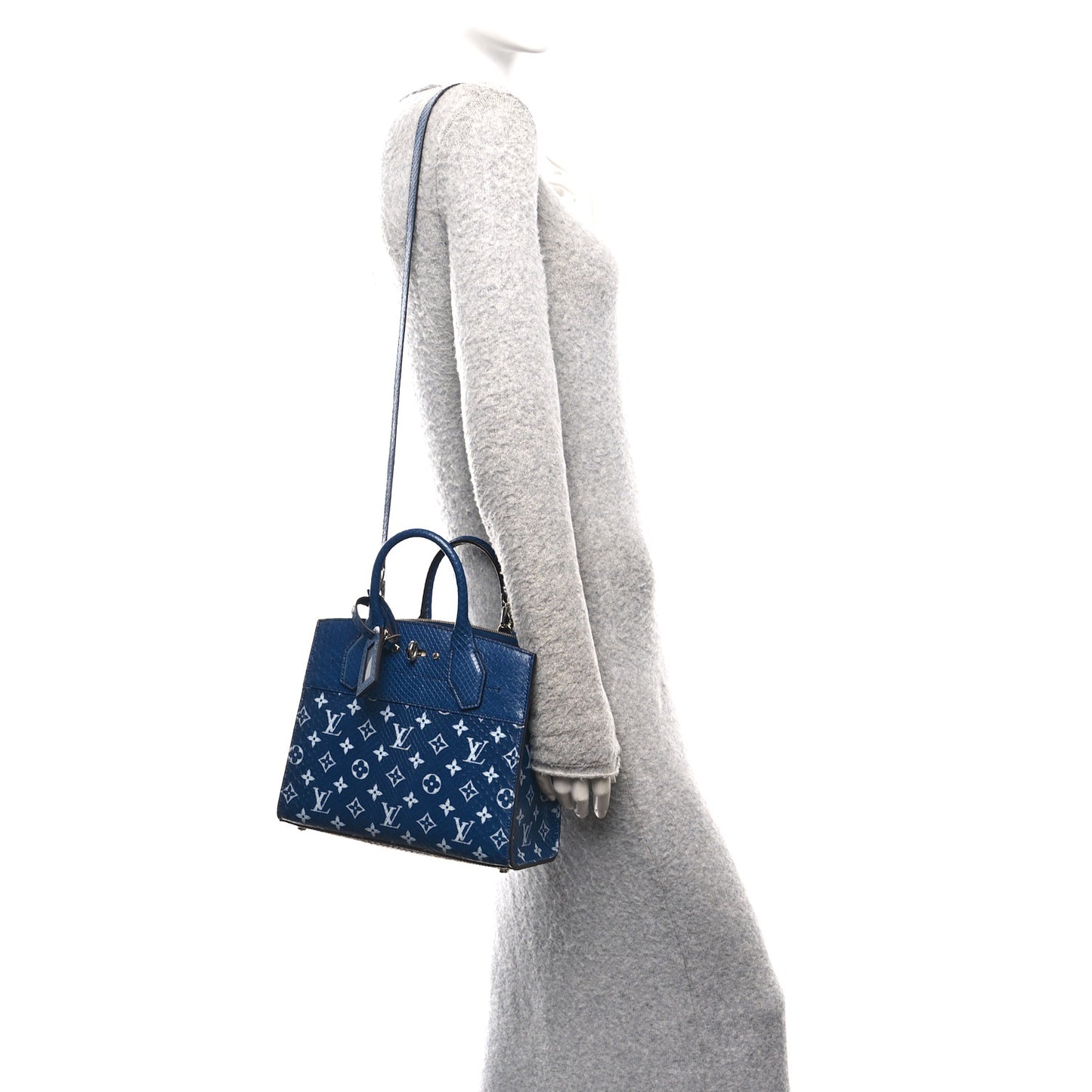 Snakeskin Monogram City Steamer PM Blue