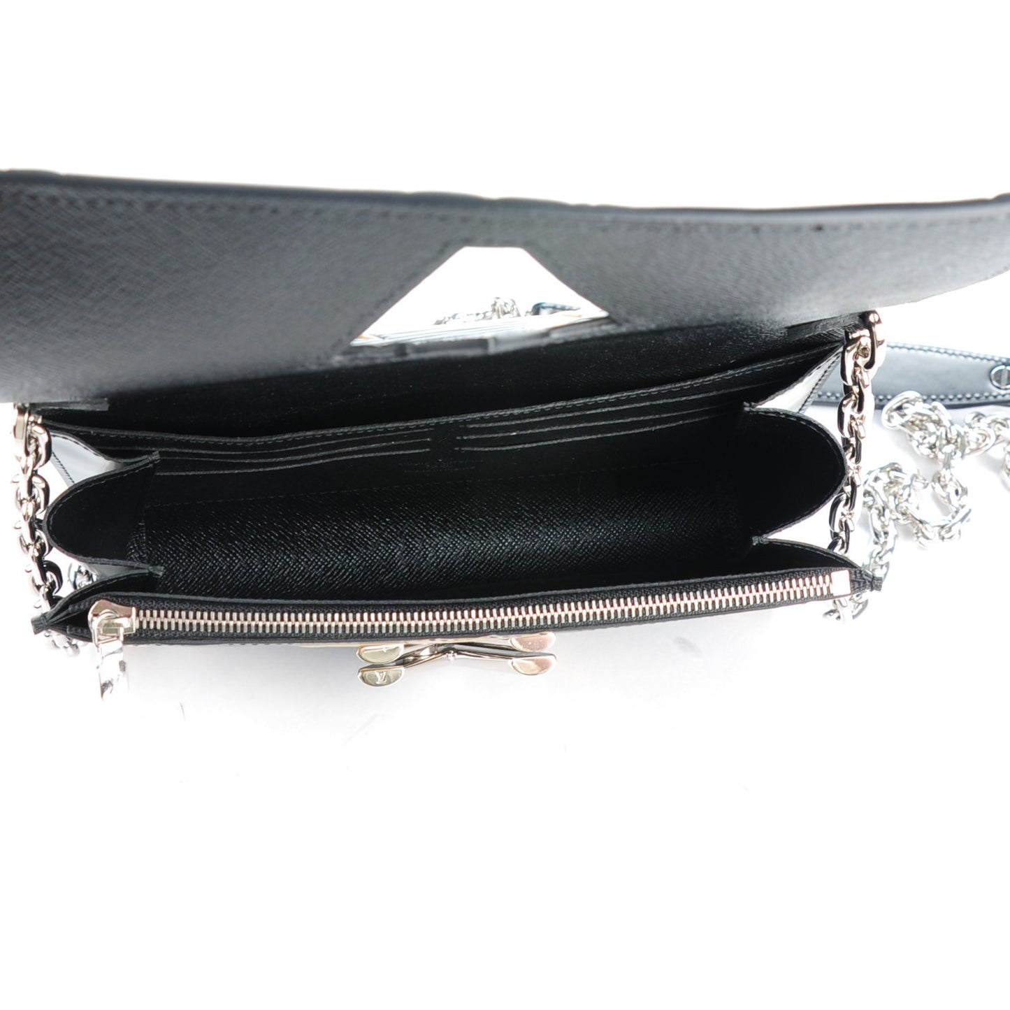 Epi Chain Flower Print Twist Chain Wallet Black