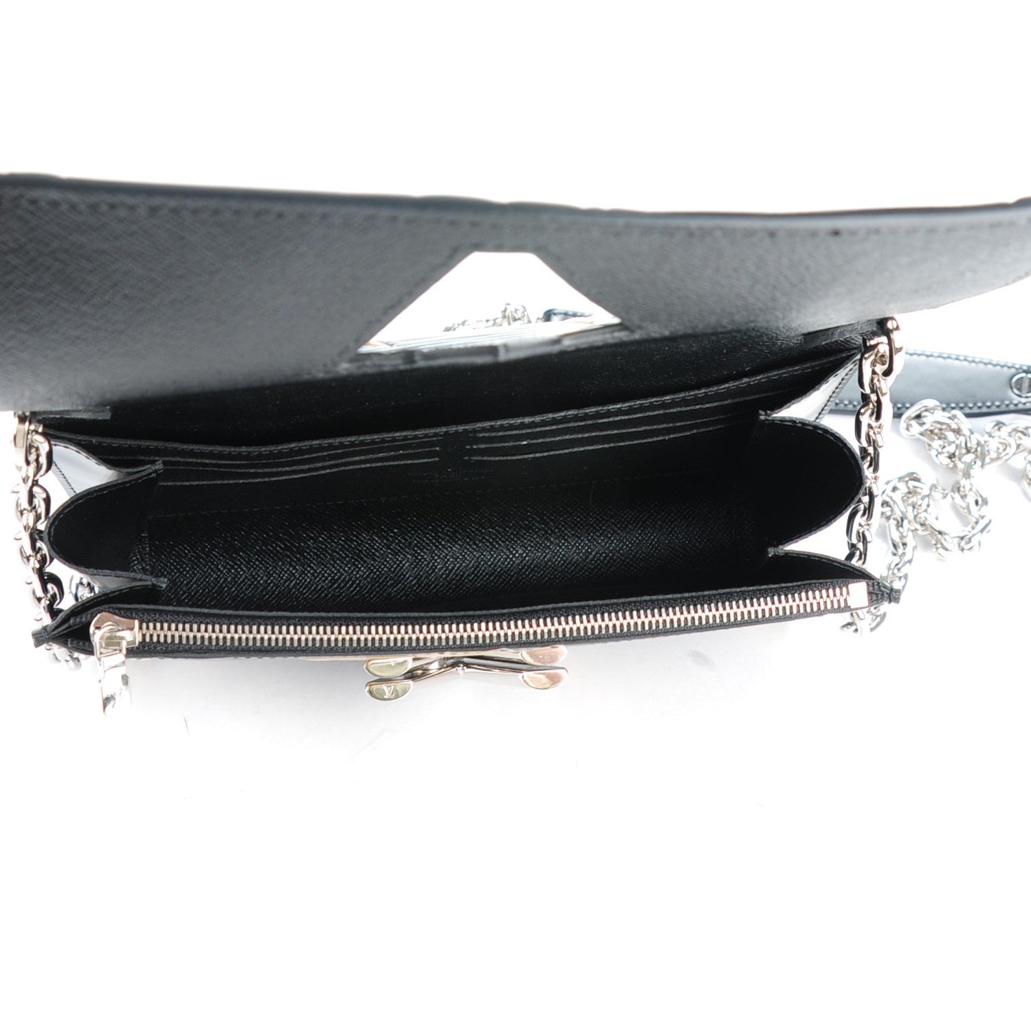 Louis Vuitton Epi Chain Flower Print Twist Chain Wallet Black 5 of 7