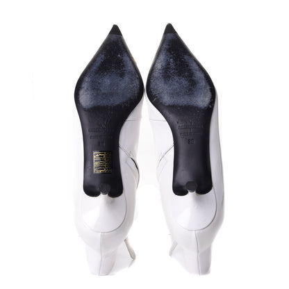 Balenciaga Patent BB Pointy Toe Ankle Booties 36 Optical White 7 of 10