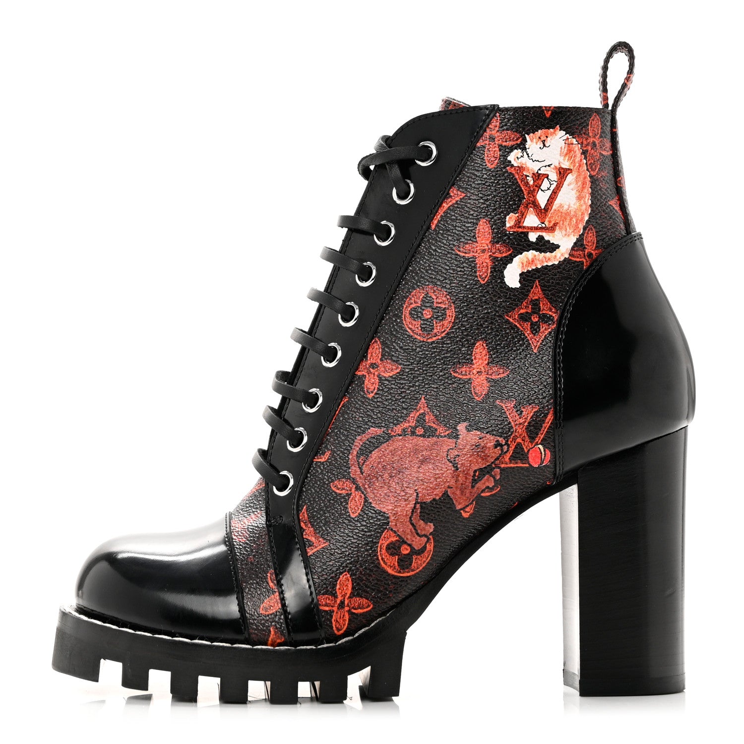 Louis Vuitton Patent Calfskin Catogram Star Trail Ankle Boots Black Marron 39 1 of 8