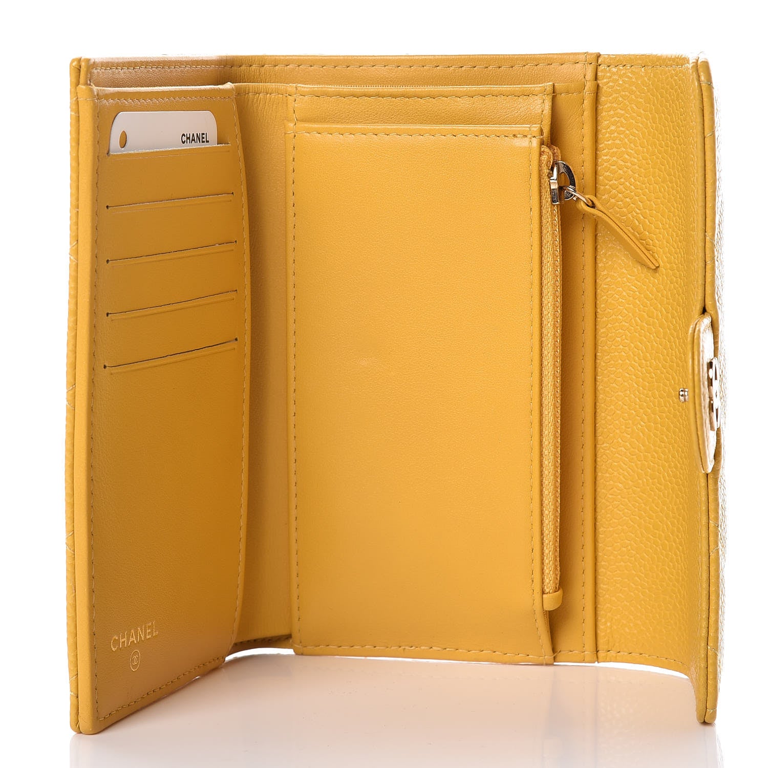 Chanel Caviar Quilted Medium Flap Wallet Yellow 5 of 12