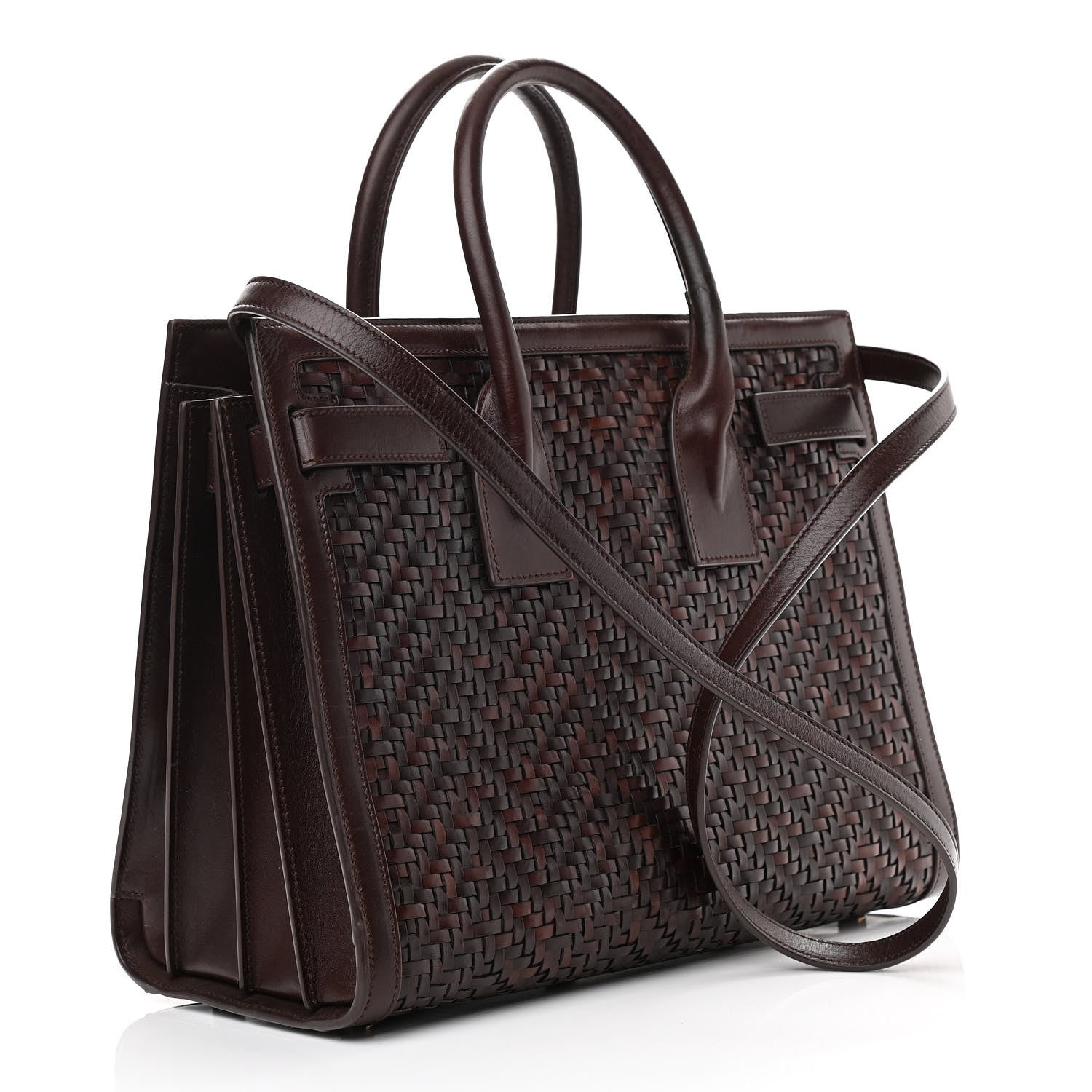 Saint Laurent Calfskin Paglia Palm Sac De Jour Brown 2 of 18