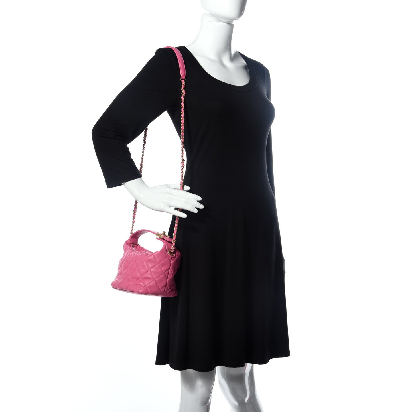 Lambskin Quilted Small Perfect Meeting Hobo Pink