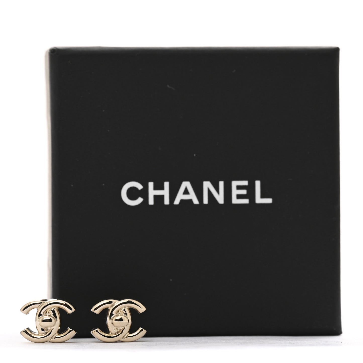 Metal CC Turnlock Earrings Gold