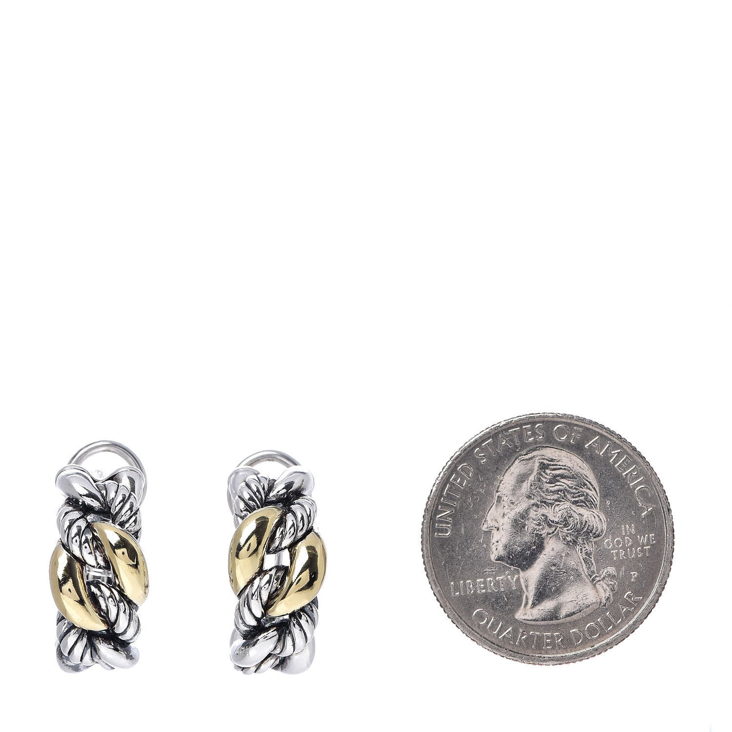 Sterling Silver 18K Yellow Gold Belmont Curb Earrings
