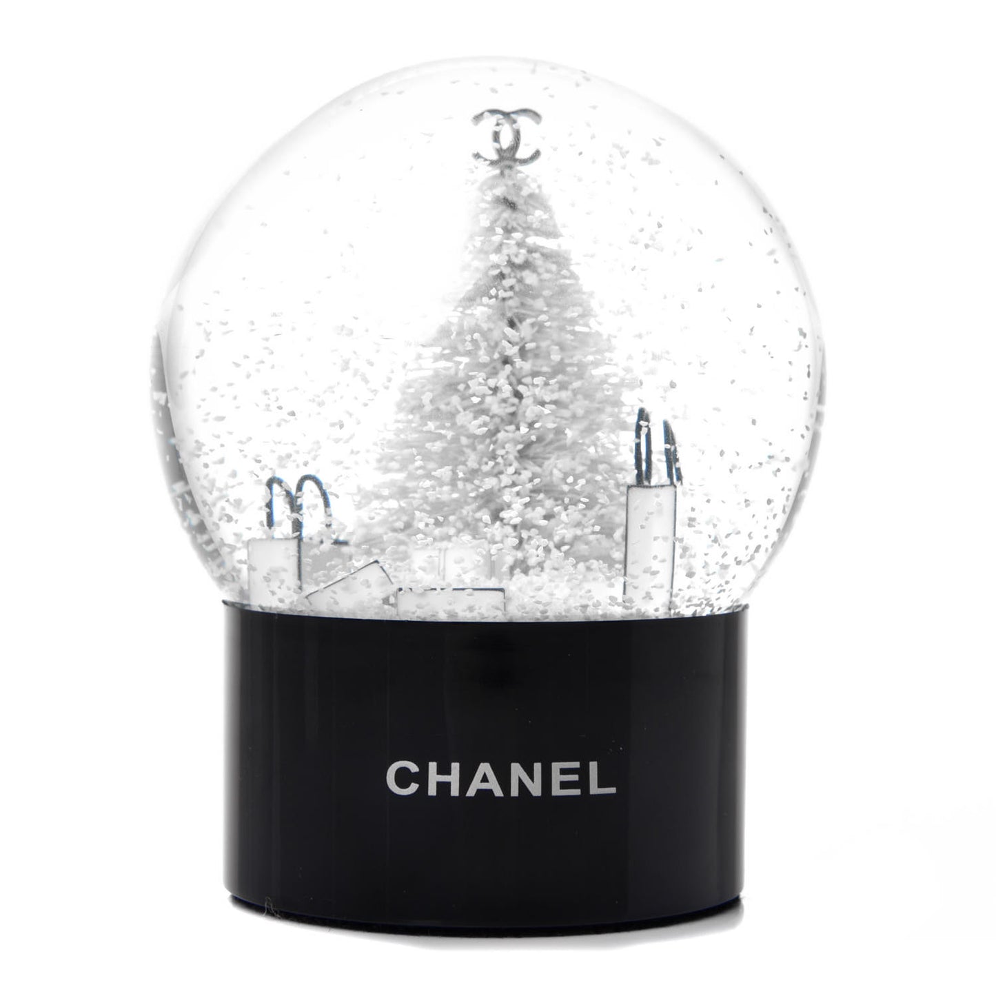 Glass Christmas Tree Shopping Bag Snow Globe