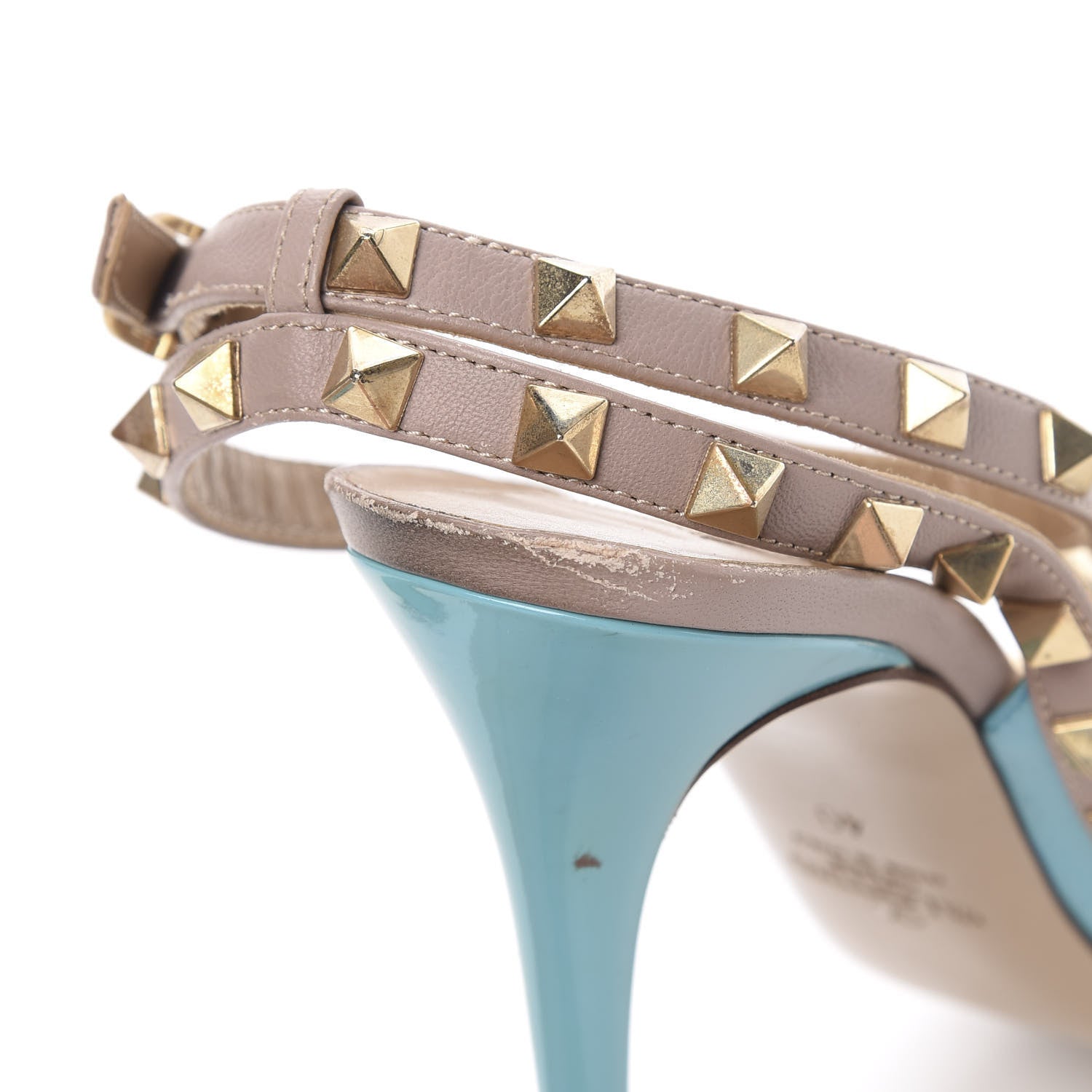 Valentino Garavani Patent Rockstud Ankle Strap Pumps 40 Blue Poudre 13 of 16