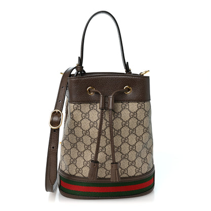 Gucci GG Supreme Monogram Web Small Ophidia Bucket Bag Brown 1 of 10