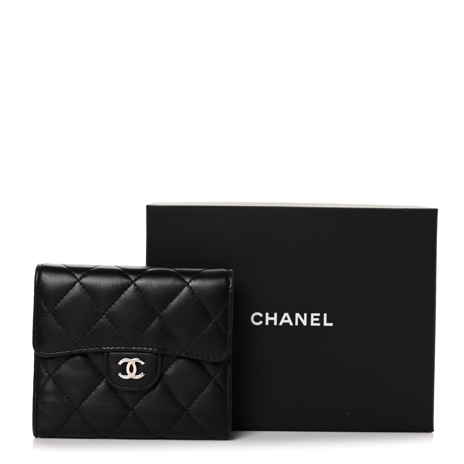 Chanel Lambskin Quilted Small Compact Wallet Black 12 of 12