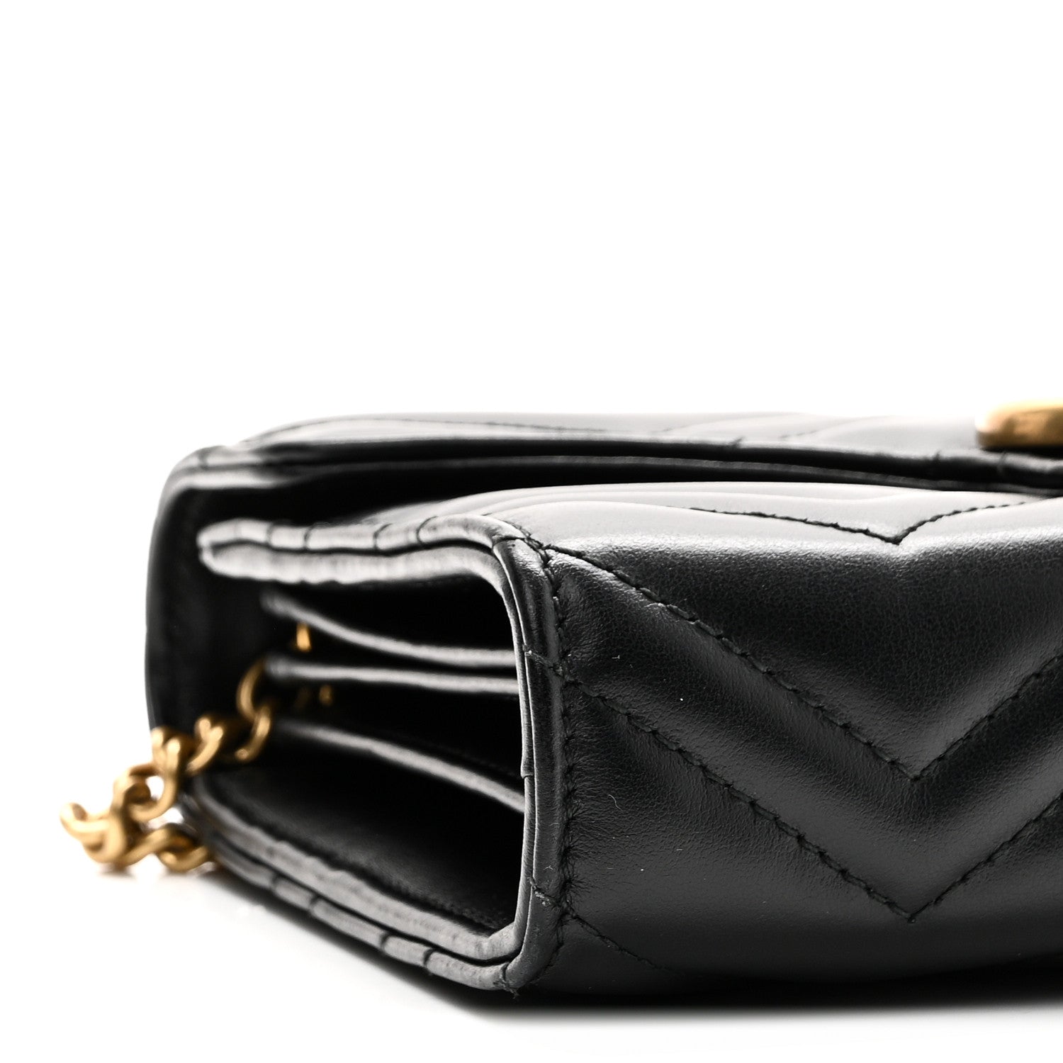 Gucci Calfskin Matelasse GG Marmont Chain Wallet Black 9 of 10