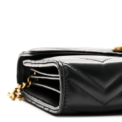 Gucci Calfskin Matelasse GG Marmont Chain Wallet Black 9 of 10