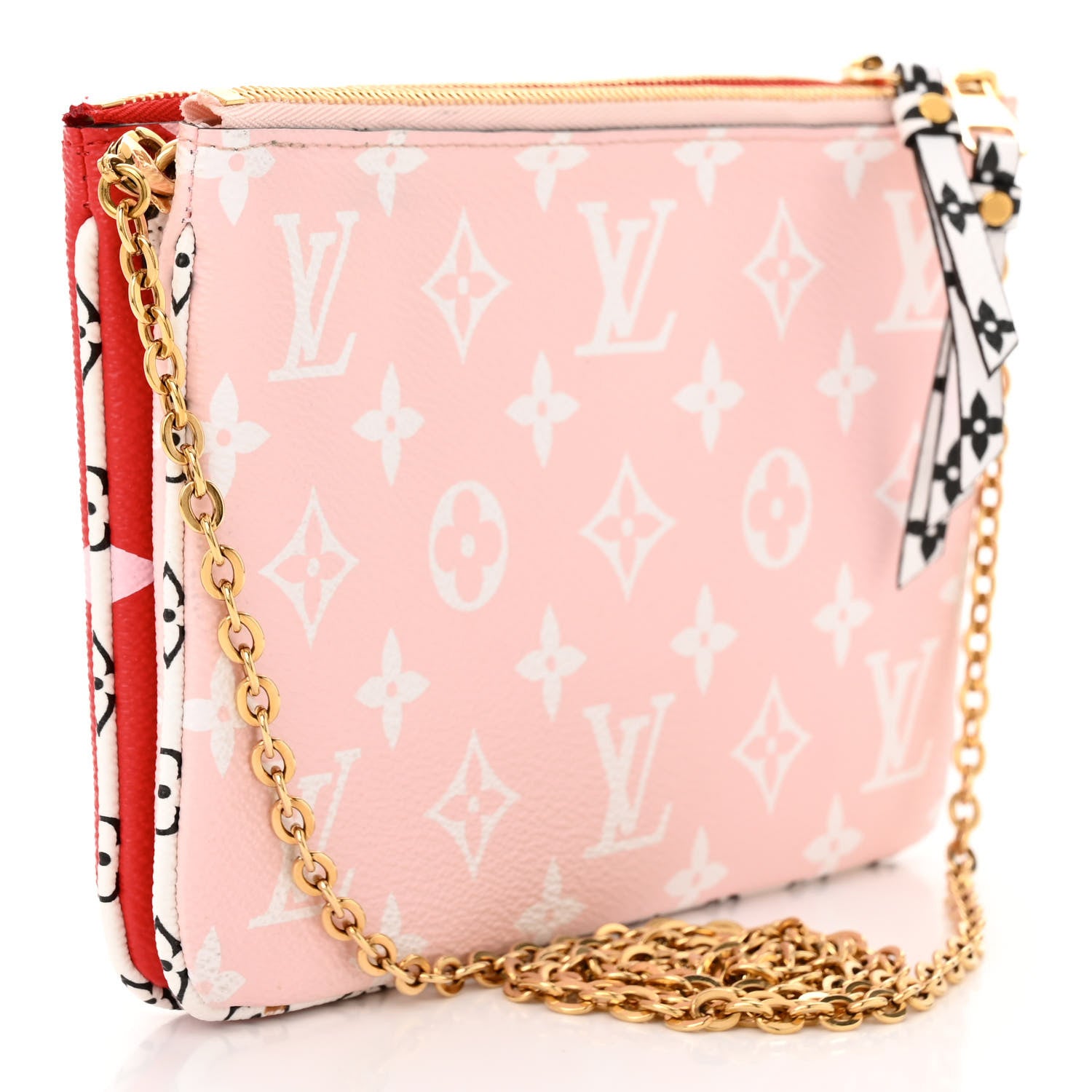 Louis Vuitton Monogram Giant Double Zip Pochette Rouge 3 of 10