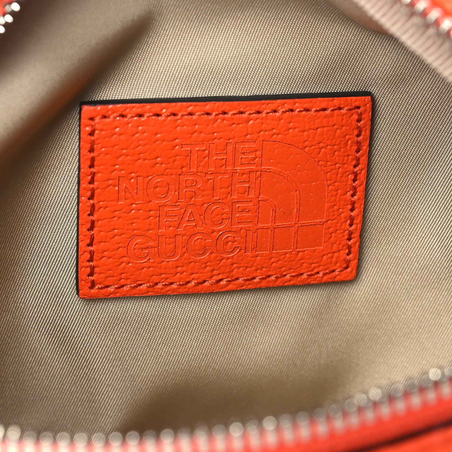 Gucci X THE NORTH FACE Monogram Textured Dollar Calfskin Embroidered Belt Bag Beige Ebony Mystic White Deep Orange 6 of 11