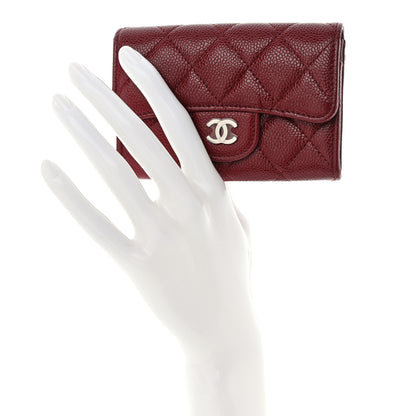 Chanel Caviar Quilted Flap Card Holder Wallet Burgundy 2 of 11