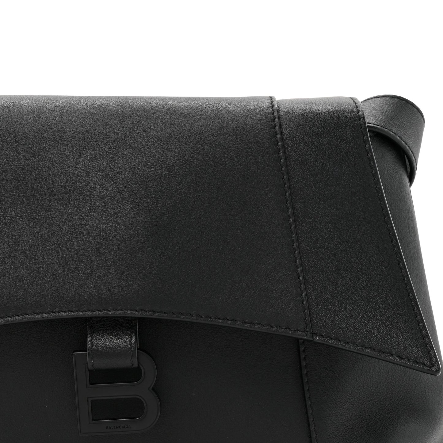 Semi Shiny Smooth Calfskin Monochrome Small Downtown Shoulder Bag Black