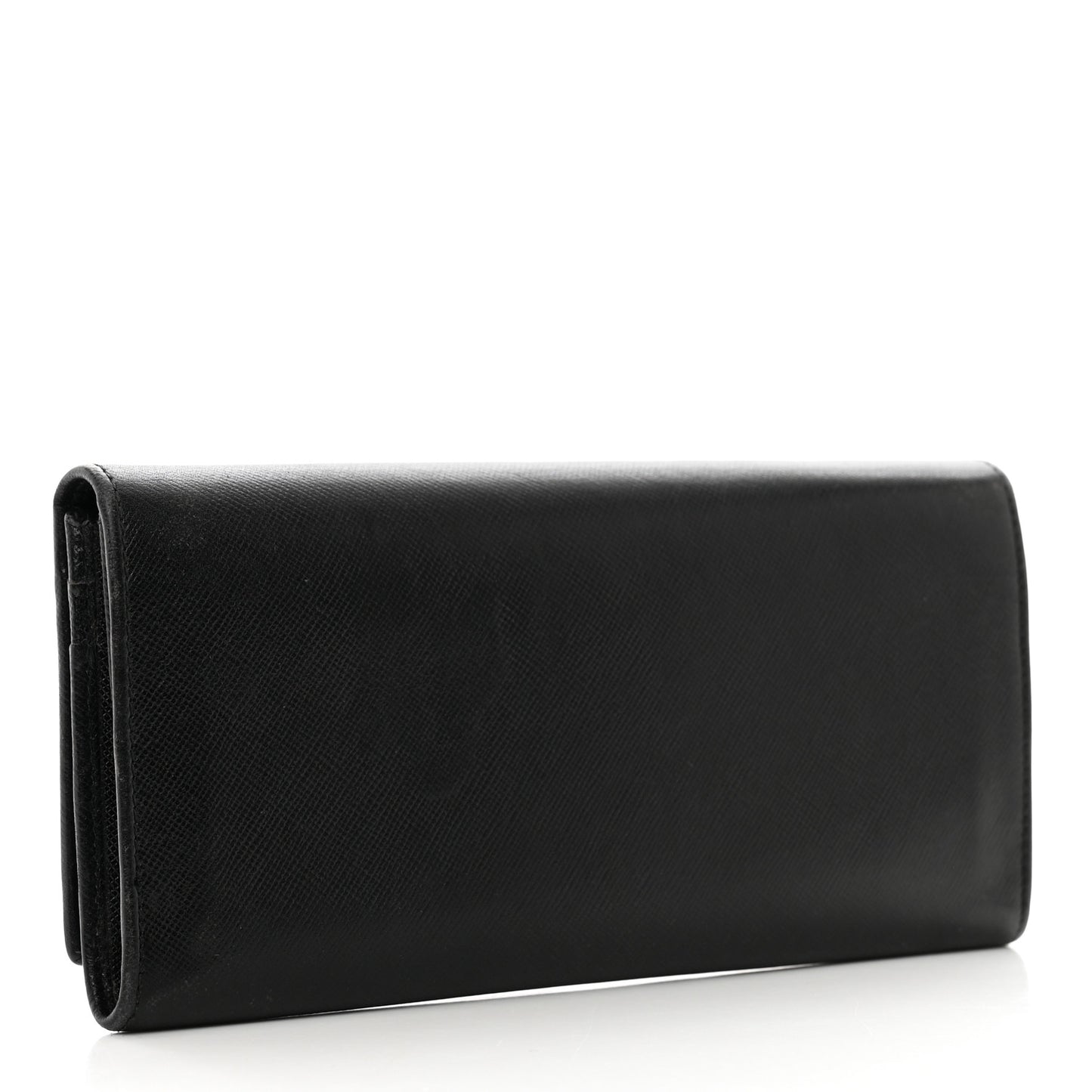 Saffiano Metal Continental Flap Wallet Black