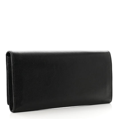 Prada Saffiano Metal Continental Flap Wallet Black 3 of 11