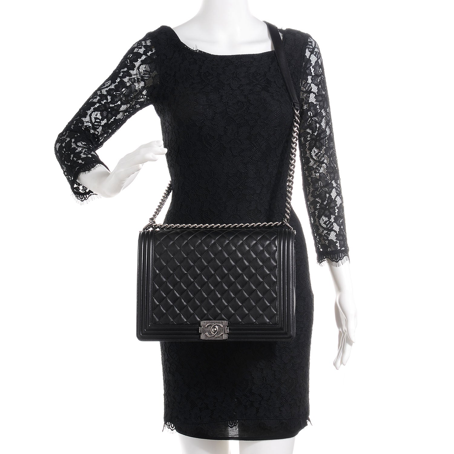 Chanel Lambskin Quilted Large Boy Flap Black 2 of 8