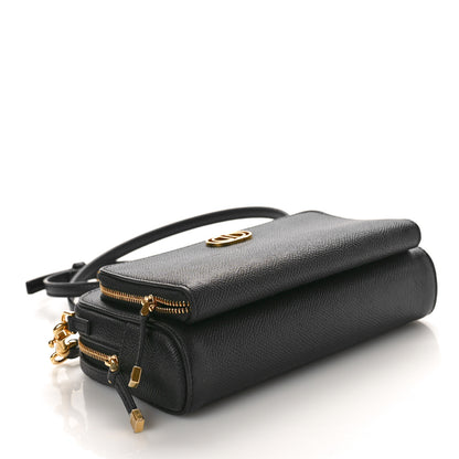 Christian Dior Grained Calfskin Caro Double Pouch Black 4 of 10
