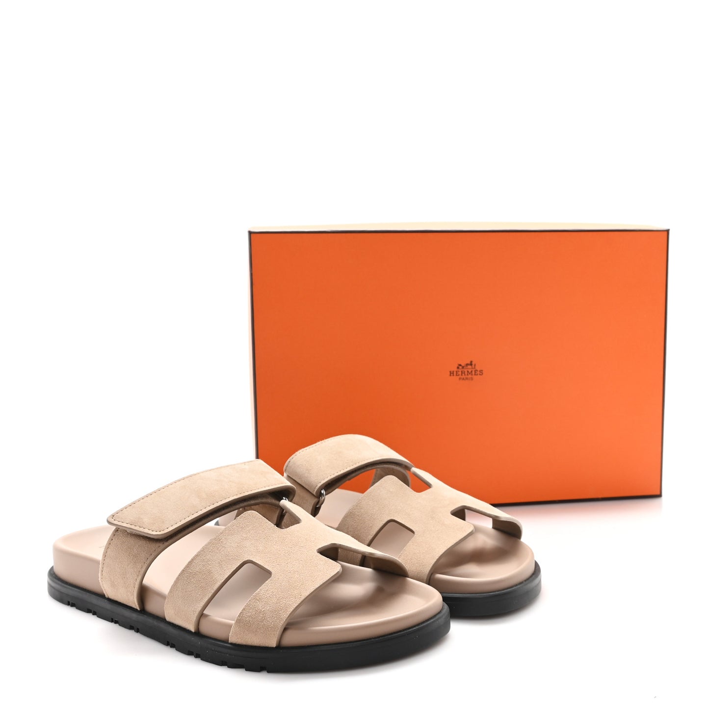 Suede Goatskin Womens Chypre Sandals 37.5 Beige Sable