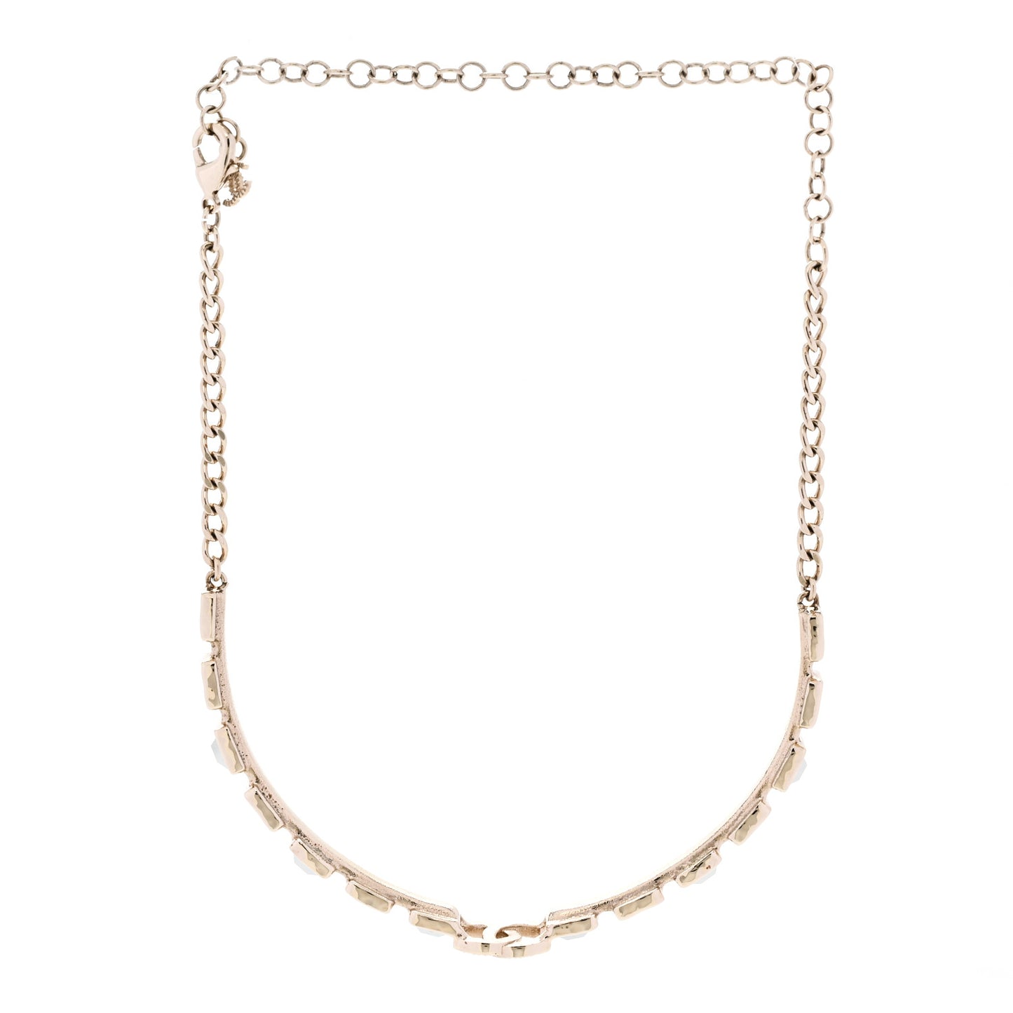 Baguette Crystal Logo CC Choker Necklace Gold