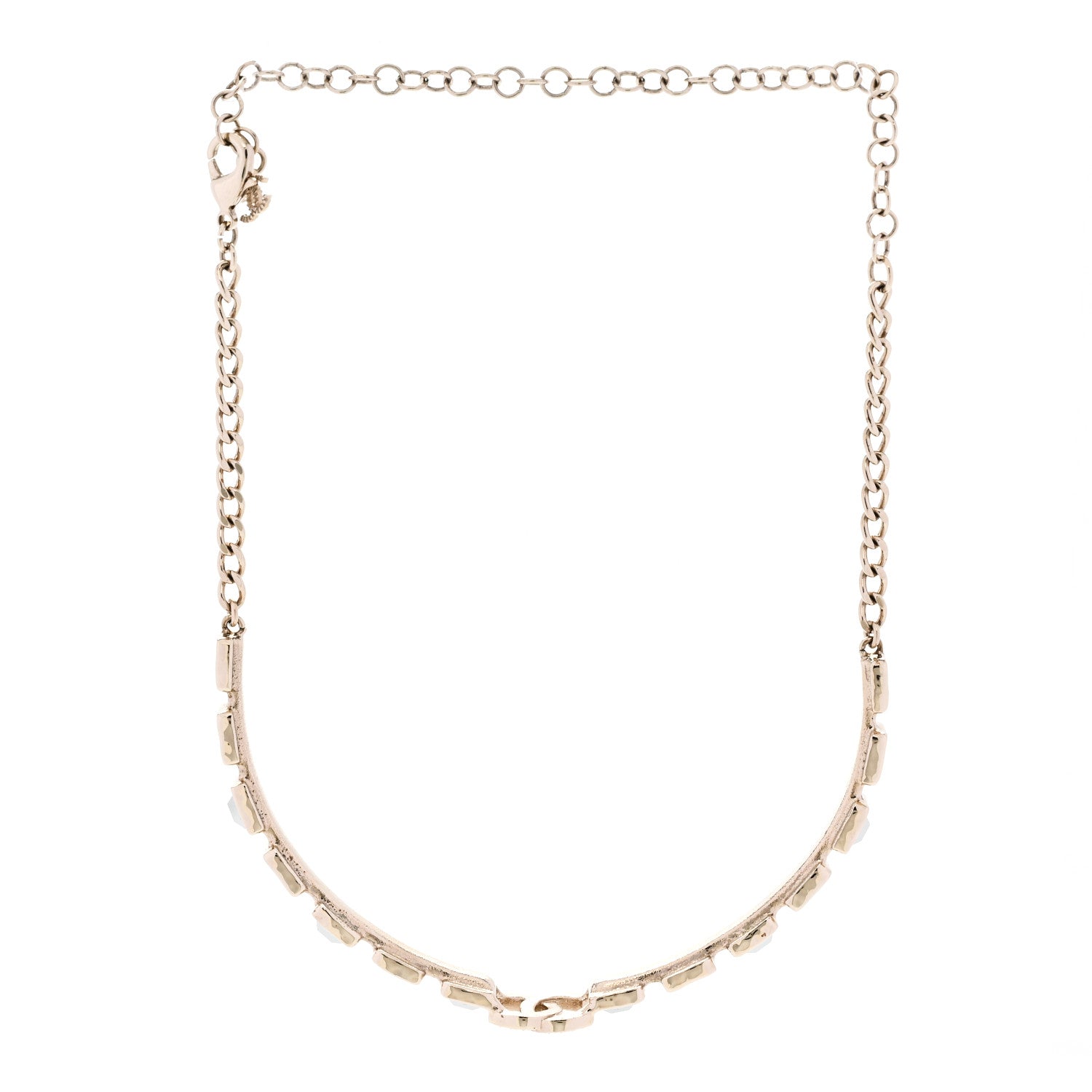 Chanel Baguette Crystal Logo CC Choker Necklace Gold 3 of 5