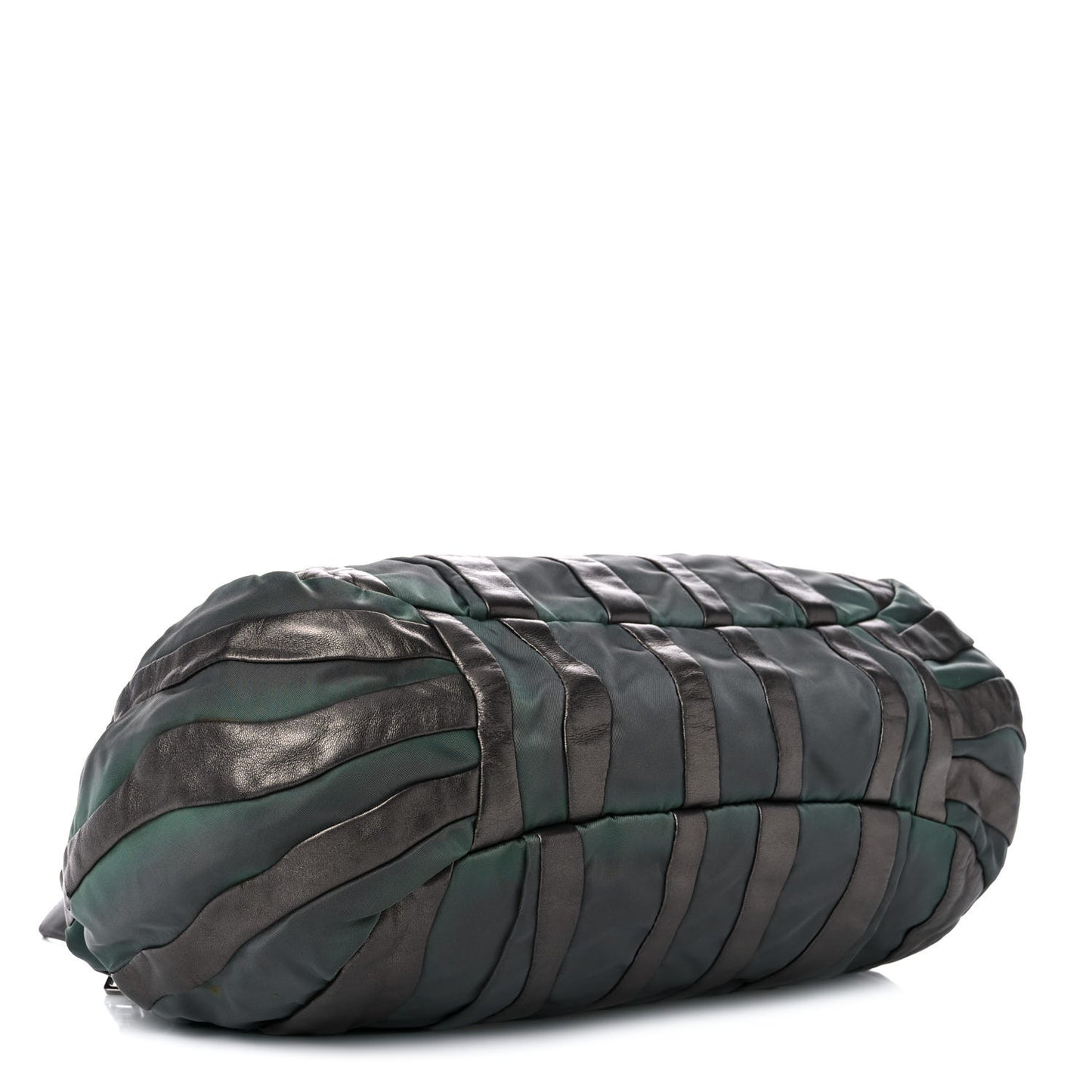 Metallic Nappa Tessuto Nylon Mordore Stripes Shoulder Bag Grey