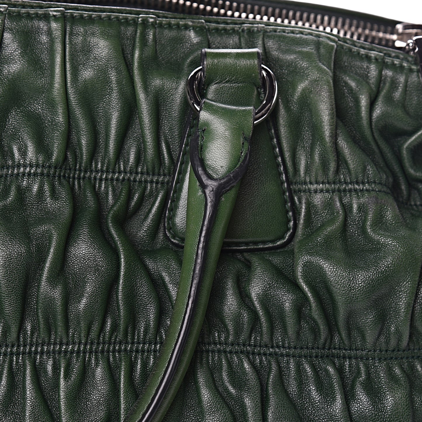 Nappa Gaufre Double Zip Tote Green